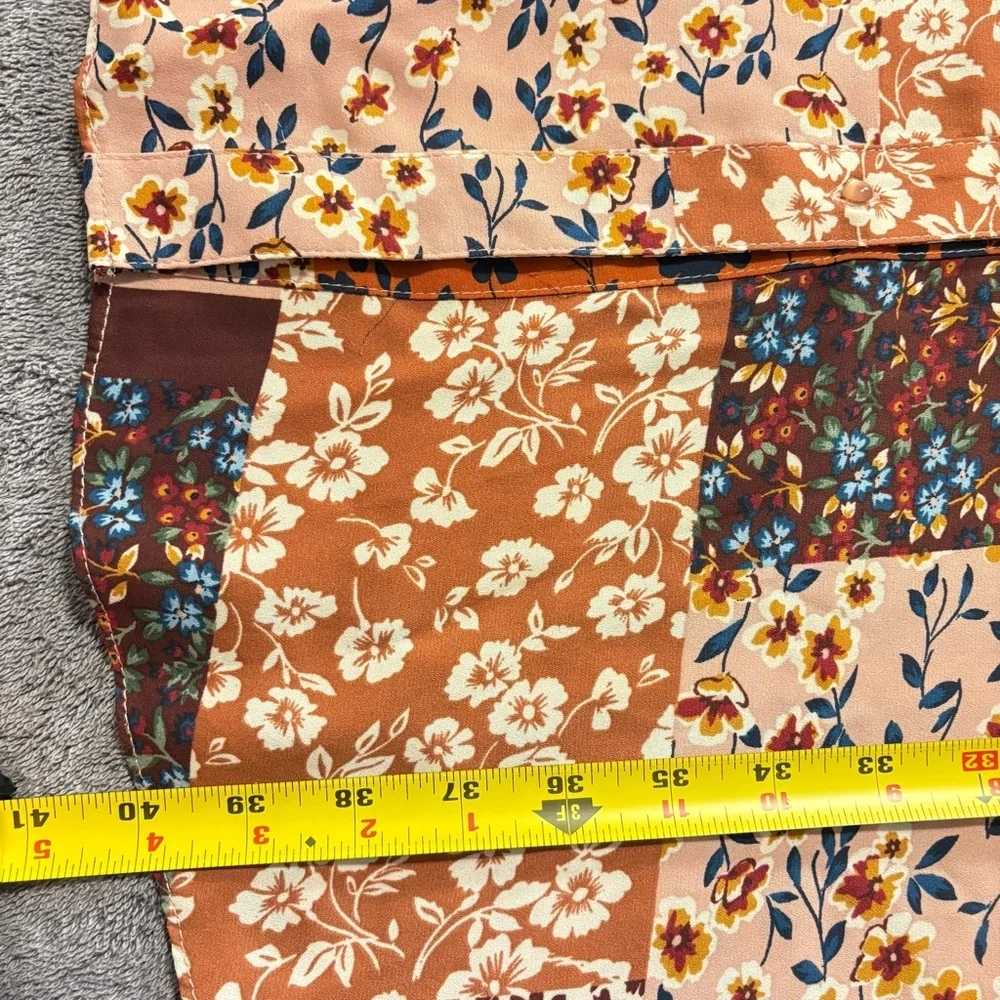 NANETTE LEPORE Button Up Patchwork Shirtdress Tie Waist Pintuck Long Sleeve Sz 8 - Picture 10 of 10